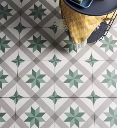 green star pattern tiles